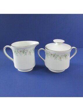 Vintage Johann Haviland Creamer Sugar Bowl Set Forever Spring Bavaria Germany